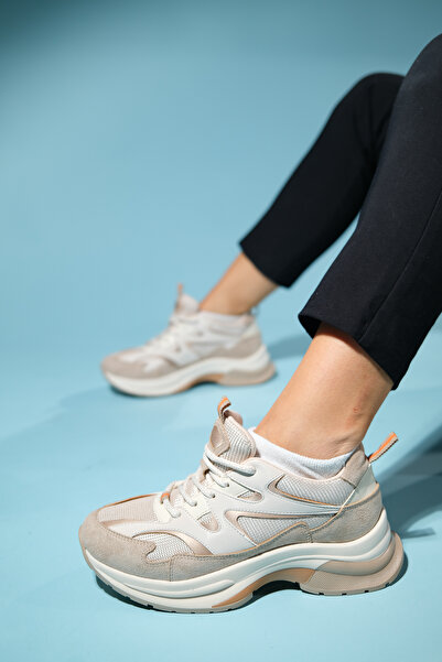 LuviShoes BUREN bézs női vastagtalpú sportcipő