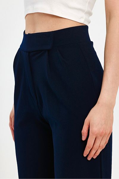 ElitWear Navy Blue Velcro Closure Elastic Waist Flexible Crepe Fabric Palazzo Pants
