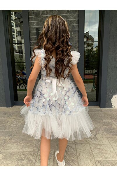 HMZ GOLD TOKALI TÜYLÜ ELBİSE DOĞUM GÜNÜ ÖZEL GÜN ELBİSESİ