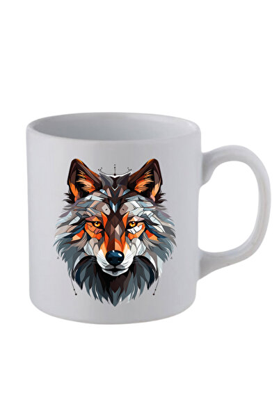 lili hediyelik Modern Wolf Printed White Mug Cup - Ceramic Tea, Coffee Gift Cup