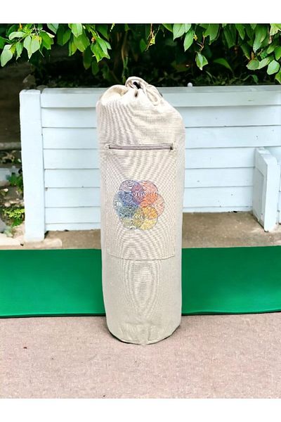 shules collection Flower of Life Κεντημένη τσάντα μεταφοράς χαλάκι - Pilates - Yoga - Αθλητικό χαλάκι - Τσάντα γυμναστικής - Τσάντα χαλάκι - κορδόνι