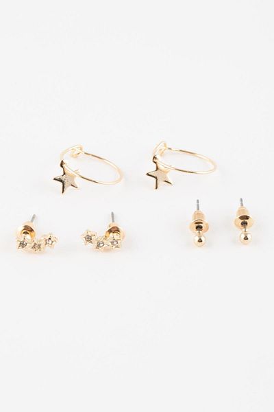 DeFacto Woman's 3-Piece Gold Earrings C6983axns
