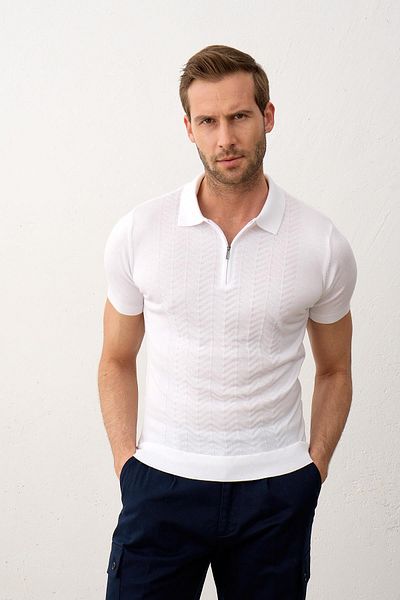 Danger Λευκό Polo Τ-shirt Slim-fit για Άνδρες
