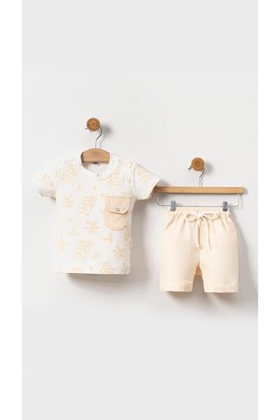 ZİMBOO BABY BOY MONTHS WITH LEAF PRINTED SHORTS 2-PIECE SET