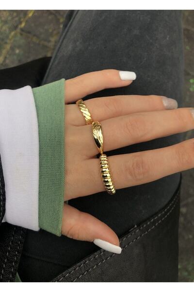 Lal Kadın 3'lü Gold Yüzük Seti