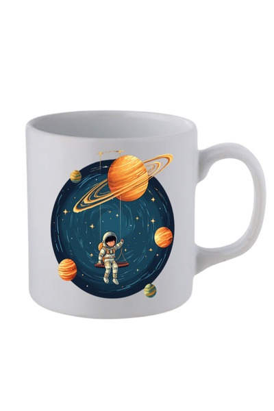 lili hediyelik Children in Space Printed White Mug Cup - Ceramic Tea, Coffee ...