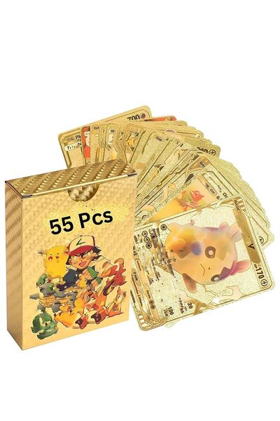 karinabest حزمة بطاقات بوكيمون جولد فويل Vmax Rare GX Gold 55 بطاقة العلامة ا...