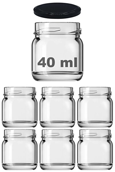 LİZYA BABY Mini-small 40 Cc Glass Jar Specimen, Food, Jam, Honey, Wedding And Henna Confectionery Black Jar With Lid