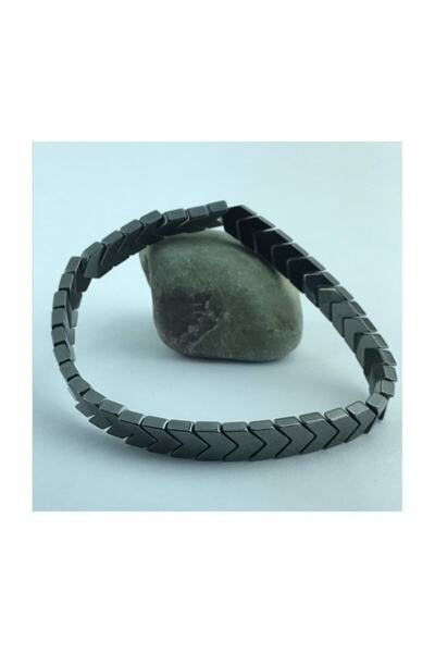 Lal Unisex Gri Hermes Hematit Ok Bileklik