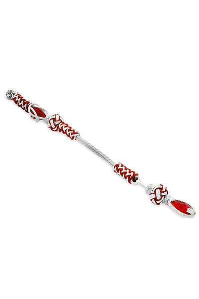 Tesbihane Red-White Color Copper Plated Red Stone Kazaz Tassel