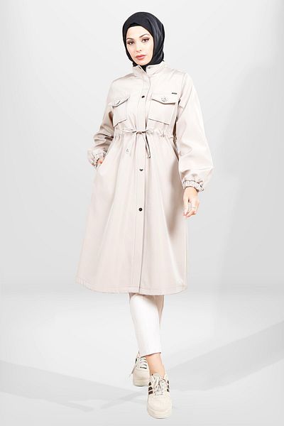 Beyza 3830 Μοντέλο Μπεζ Hijab Raincoat - Bondit