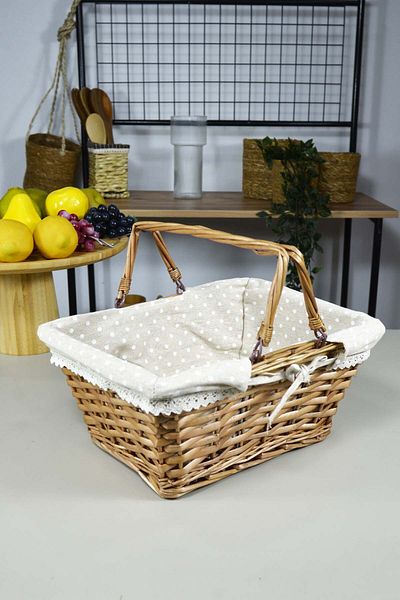 SepetçiBaba General Purpose Double Handle Wicker Picnic Basket - Rectangular Design