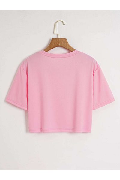 Revasser Women's Brooklyn Colorful Custom Printed Oversize Cotton Crew Neck Combed Crop T-Shirt