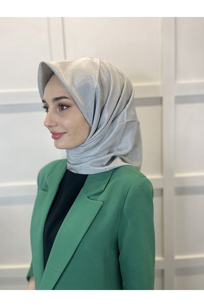 PİRAMİT Jacquard Monogram Scarf, Pyramid Monogram, Patterned Gray Scarf 01009