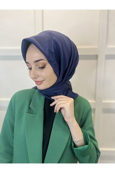 PİRAMİT Jacquard Monogram Scarf, Pyramid Monogram, Patterned Navy Blue Scarf 01009