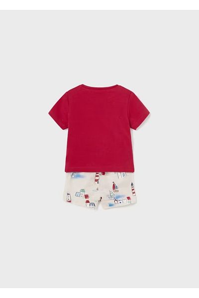 MAYORAL Summer Baby Boy Blouse Shorts Set Red