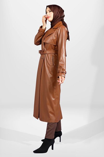 Beyza 3794 Hijab Tan Δερμάτινο Καπάκι - Κομψό και Άνετο
