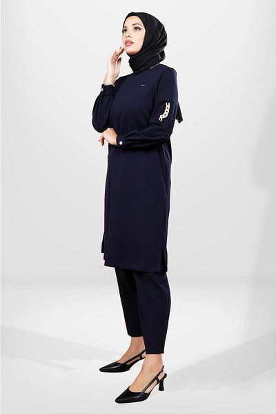 Beyza 4062 Μοντέλο Navy Blue Hijab Σετ κάτω και επάνω