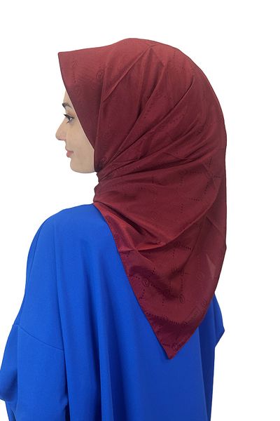 PİRAMİT Jacquard Monogram Scarf, Pyramid Monogram, Patterned Cherry Scarf 01009