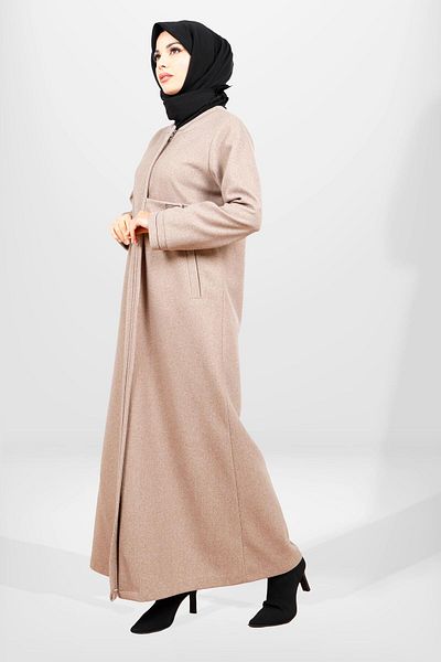 Beyza 3825 Μοντέλο Mink Cashmere Hijab Coat - Λεπτομέρεια κεντήματος