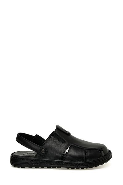 Polaris 107397 Black Genuine Leather Orthopedic Men's Sandals