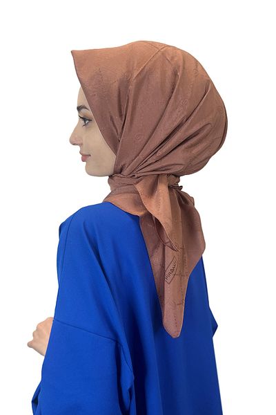 PİRAMİT Jacquard Monogram Scarf, Pyramid Monogram, Patterned Chocolate Scarf 01009