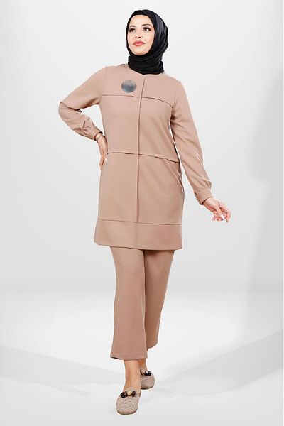 Beyza 4064 Μοντέλο Milk Coffee Color Hijab Σετ κάτω και επάνω