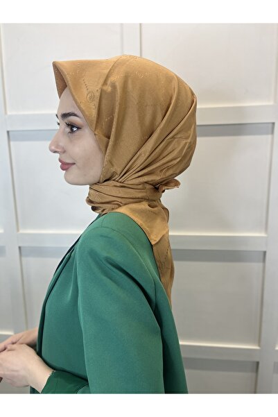 PİRAMİT Μαντήλι με μοτίβο πυραμίδας ζακάρ μονόγραμμα μουστάρδα - 01009