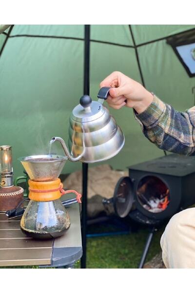Genel Markalar Tek Kişilik Campout Filtre Kahve Demliği Gri Çelik