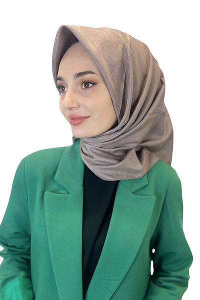 PİRAMİT Jacquard Monogram Scarf, Pyramid Monogram, Patterned Brown Scarf 01009