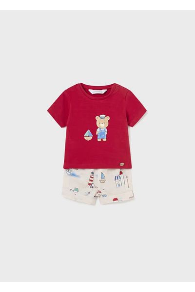 MAYORAL Summer Baby Boy Blouse Shorts Set Red