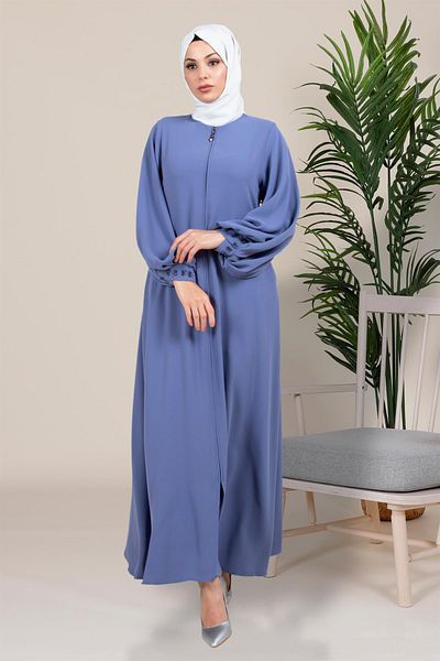 Beyza Samyeli μανίκι με χάντρες με πλισέ φουσκωτό Indigo Ferace 3746