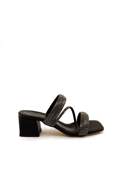 AYAKKABIMOOD Shoesmood CC 103 Papuci cu toc Black Stone de 6 cm