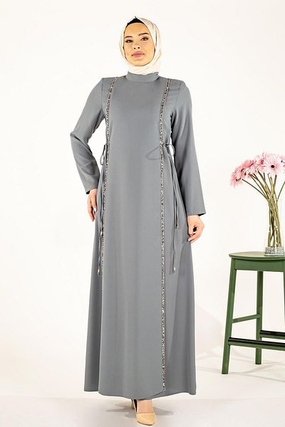 Beyza Φόρεμα Mint Hijab - Aydan Stone Stripe, Μοντέλο 5288