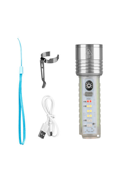 Janva Ultra Zoomlu 1500 Lümen Çok Güçlü Fener Şeffaf Usb Şarjlı Çok Fonksiyon...