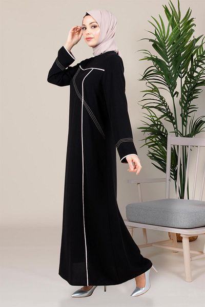Beyza Sports Stitched Hijab Μαύρο Φόρεμα - 5478
