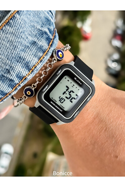 Jaga Black Silicone Band, Waterproof (Suitable for Pool, Marine Use) Digital Unisex Wristwatch