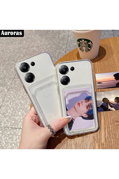 m.tk moveteck Xiaomi Redmi 13c Kılıf Şeffaf Arkası Kartlık Bölmeli Cüzdanlı K...