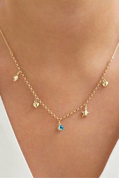 by milo jewellery 14 ayar altın nazar boncuklu şans kolye
