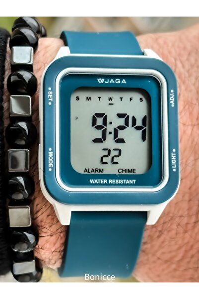 Jaga Cam Göbeği Renk Silikon Kordon,(HAVUZ, DENİZ KULLANIMINA UYGUN) Garantili Dijital Kol Saati