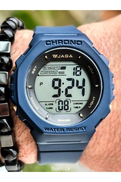 Jaga Cyan Color Waterproof Men's Digital Wristwatch with Stopwatch