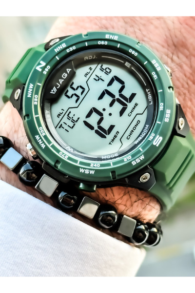 Jaga Su Geçirmez Kronometreli Yeşil Dijital Erkek Kol Saati