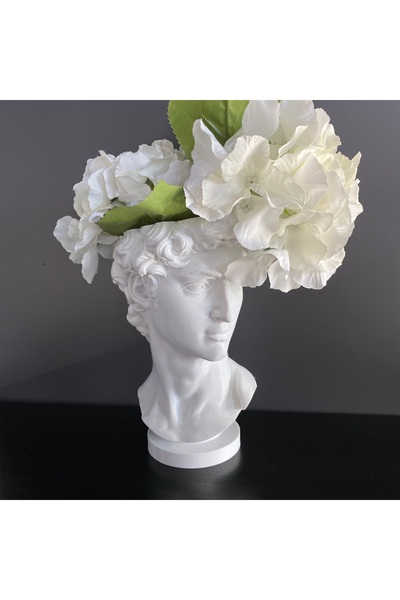 Root Made David Saksı Dekoratif David Büstü Saksı Model 20cm Davut Heykeli Ev Ofis Dekor