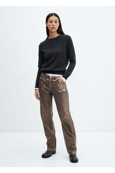 MANGO Woman Foiled Straight Jeans