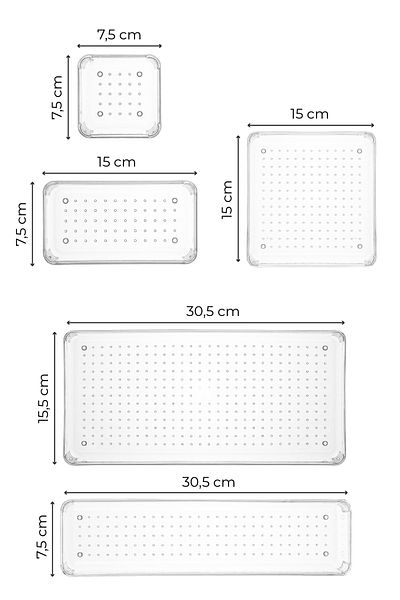 Vienev 8-Pack Clear Organizer - Drawer and Organizer, 2X(B.K. Dkdrtgn K.Square) 1X(D.Dkdrtgn B.Square)