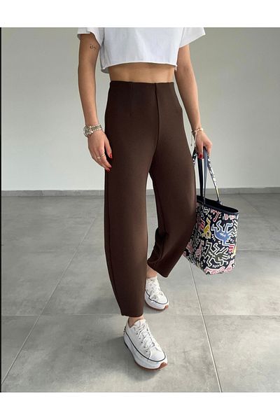 bymervetekstil Crepe Fabric Beltless Shalwar Cut Balloon Trousers