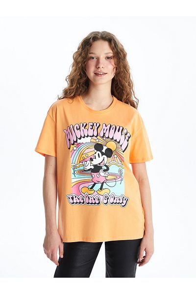 LC Waikiki Mickey Mouse Printed Women's T-Shirt - Crew Neck, Short Sleeve