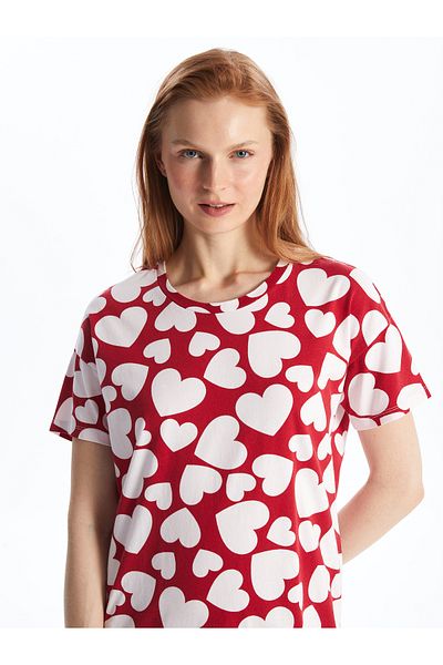 LC Waikiki Crew Neck Patterned Short Sleeve Women's Nightgown