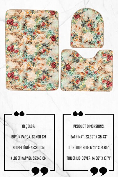 lohusahamile Σετ πατάκι μπάνιου 3 τεμαχίων με αντιολισθητική βάση που πλένεται