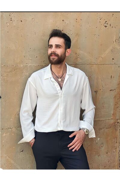 Şahin Lala Erkek Fuşya Aerobin Bol Kalıp Oversize Salaş Gömlek